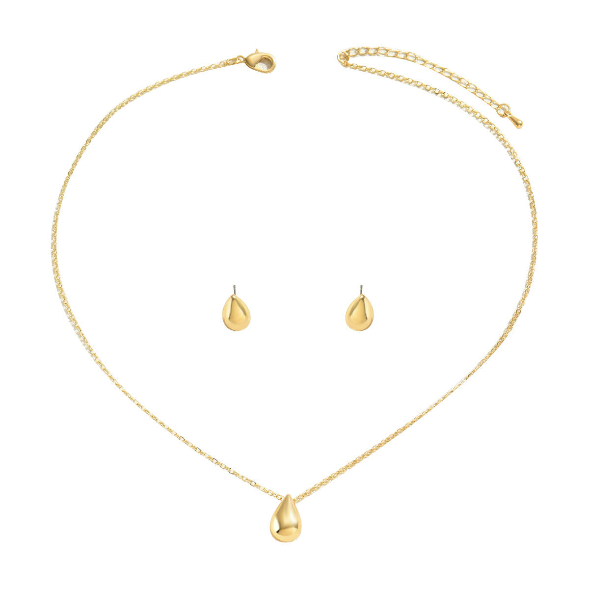 Women Jewelry Set Water Drop Design Matching Clavicle Necklace & Earrings