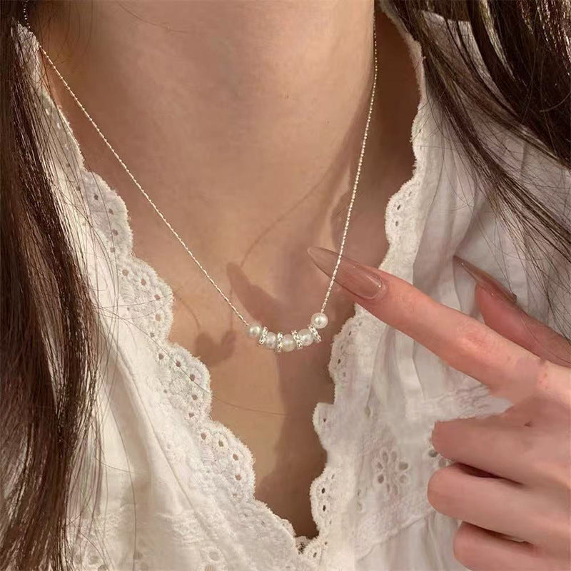 S925 Sterling Silver Pearl Necklace For Women Light Luxury And High-end