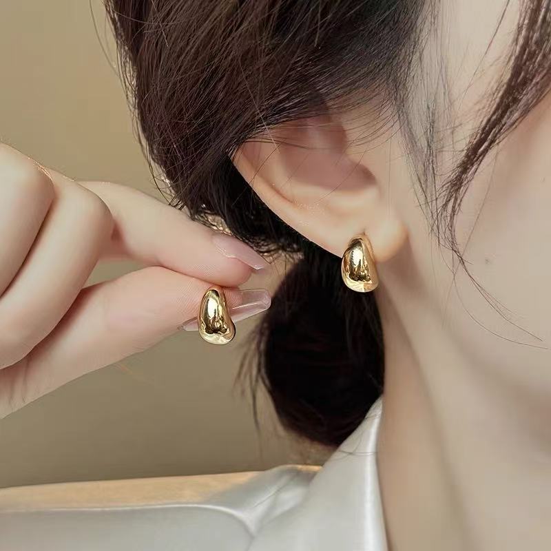 925 Gold Earrings Women's Retro