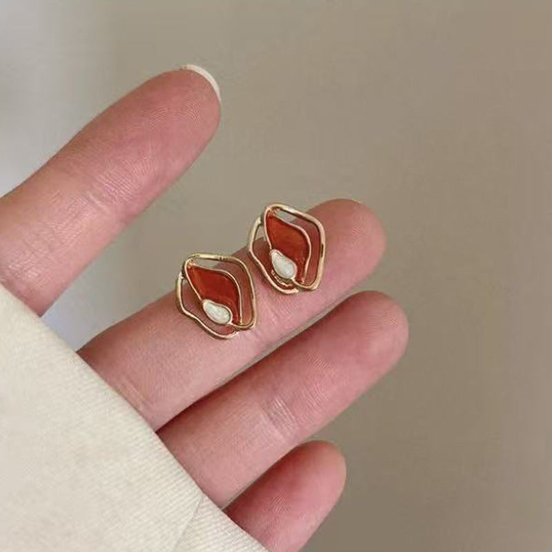 925 Gold Earrings Women's Retro