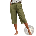 Cotton Linen Capri Pants High Waist