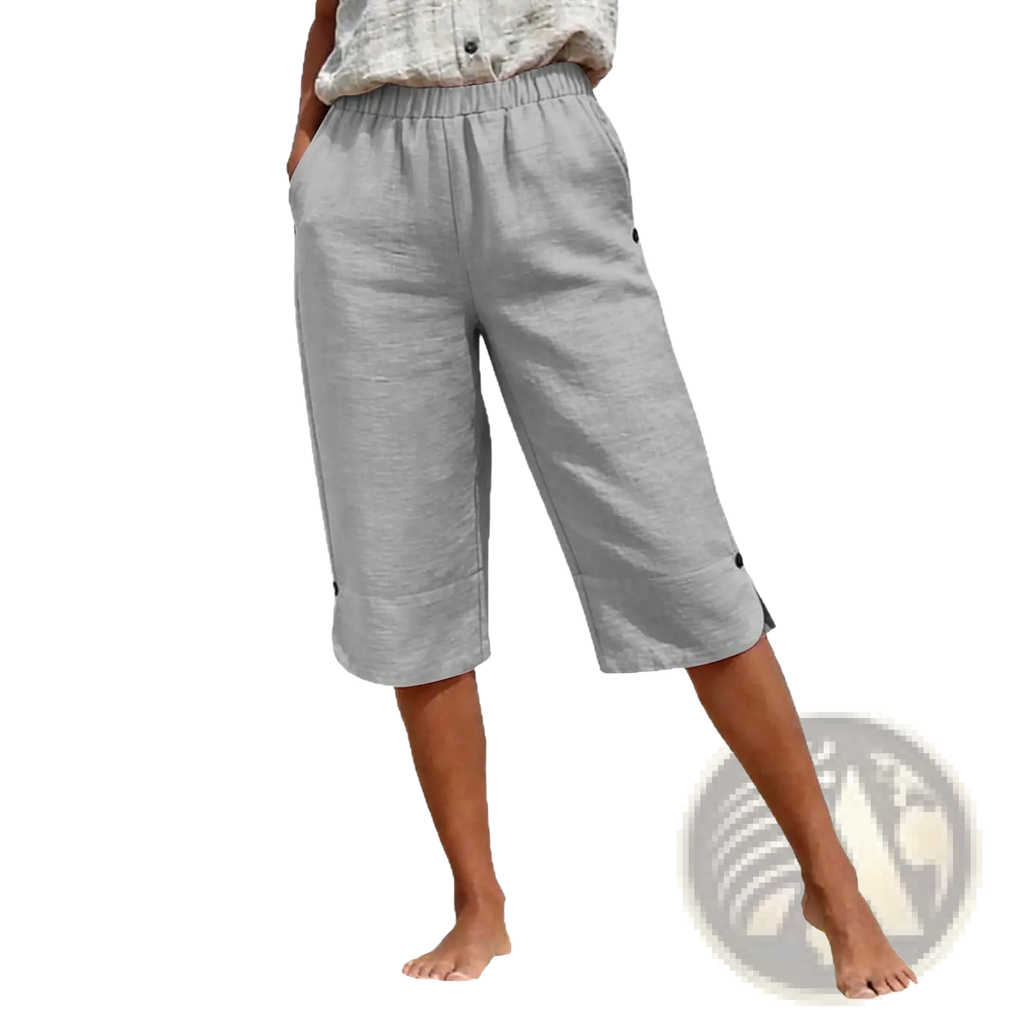 Cotton Linen Capri Pants High Waist