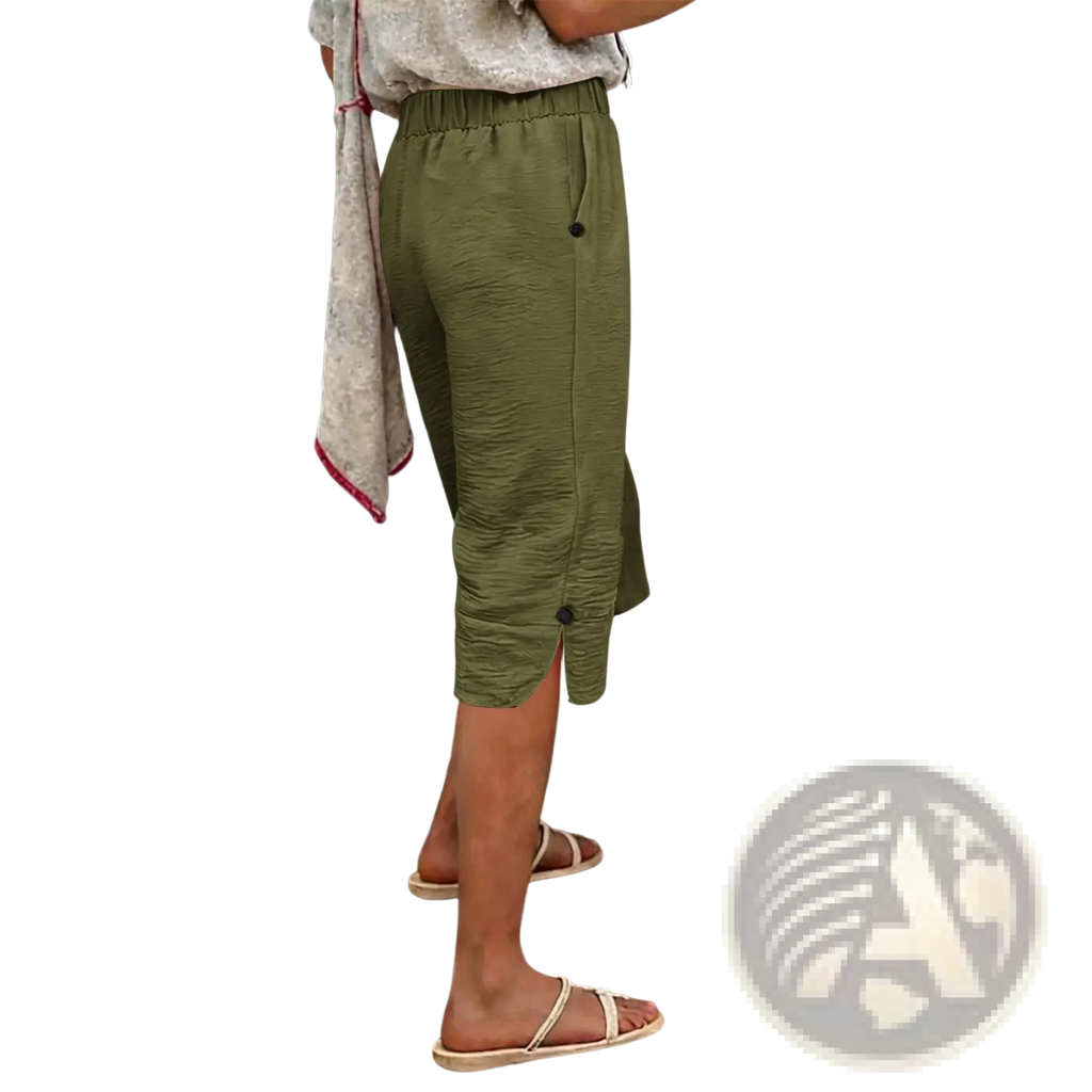 Cotton Linen Capri Pants High Waist