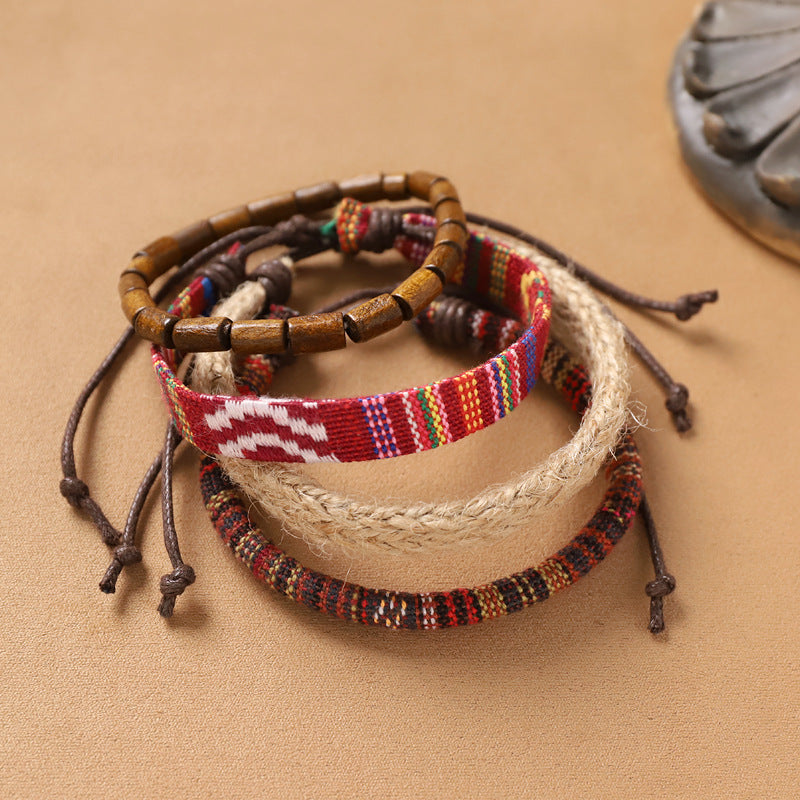 Handmade Bohemian Bracelet Retro Ethnic Style Men's and Women's Woven Multi-Layer Stacked Bracelet Niche Hand Rope