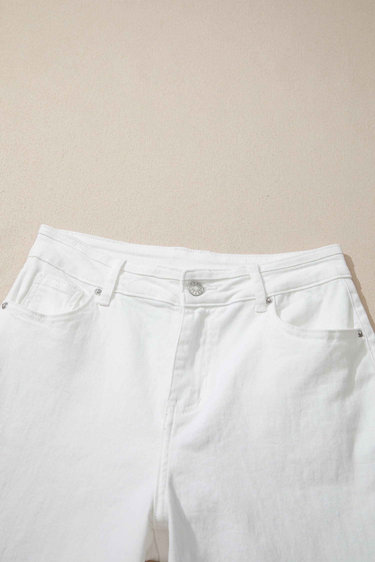 Solid Denim High Waist Wide Leg Jeans
