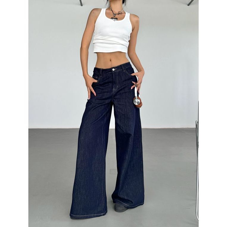 American Retro Wide Leg Jeans for Women