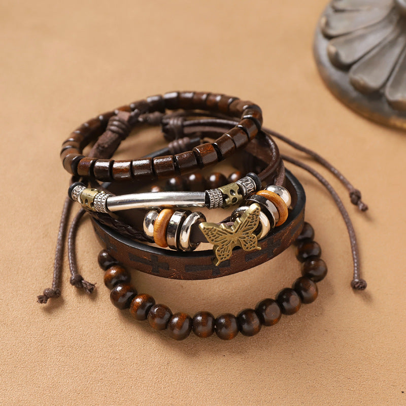 Handmade Bohemian Bracelet Retro Ethnic Style Men's and Women's Woven Multi-Layer Stacked Bracelet Niche Hand Rope