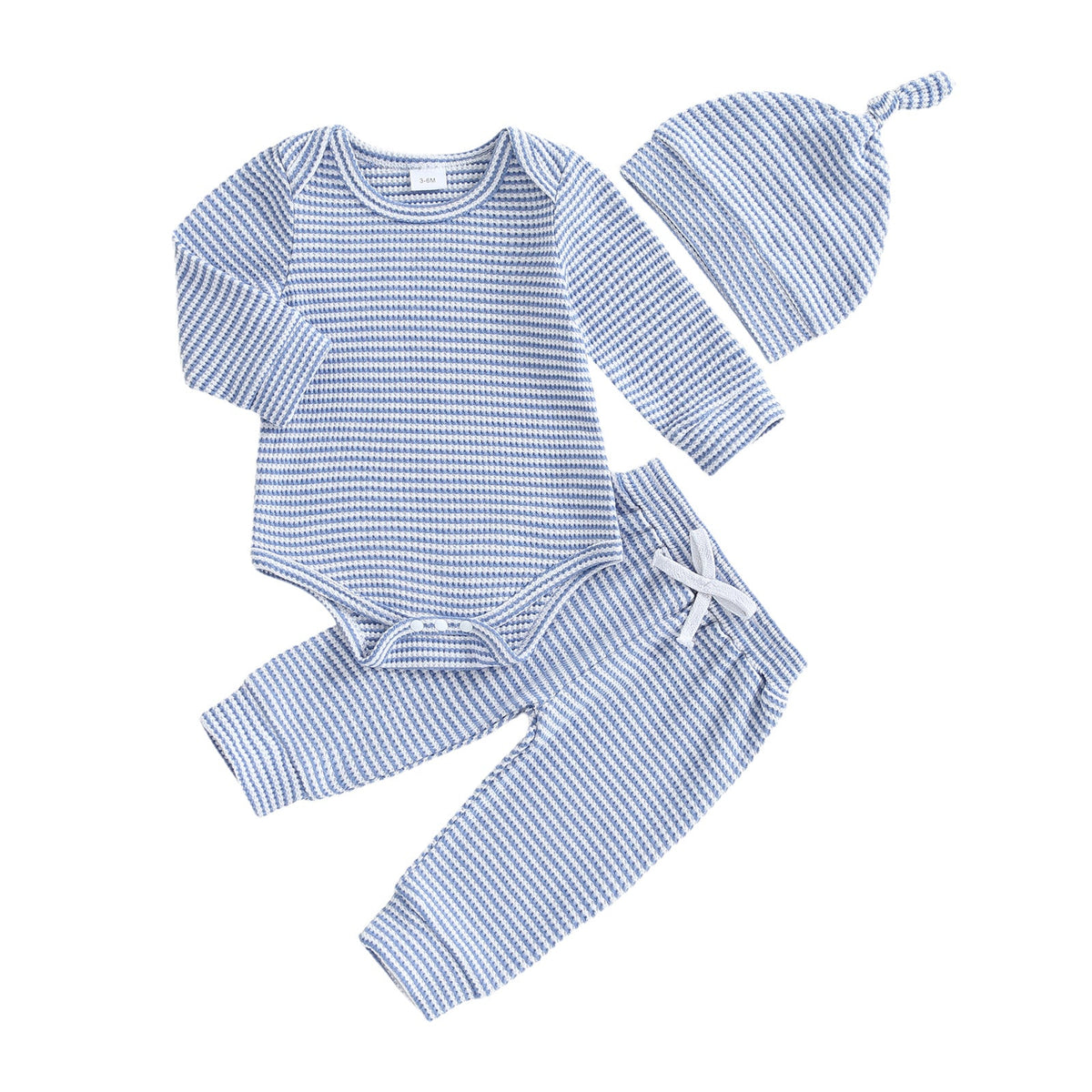 Striped Triangle Onesie Pants and Hat Three-piece Set