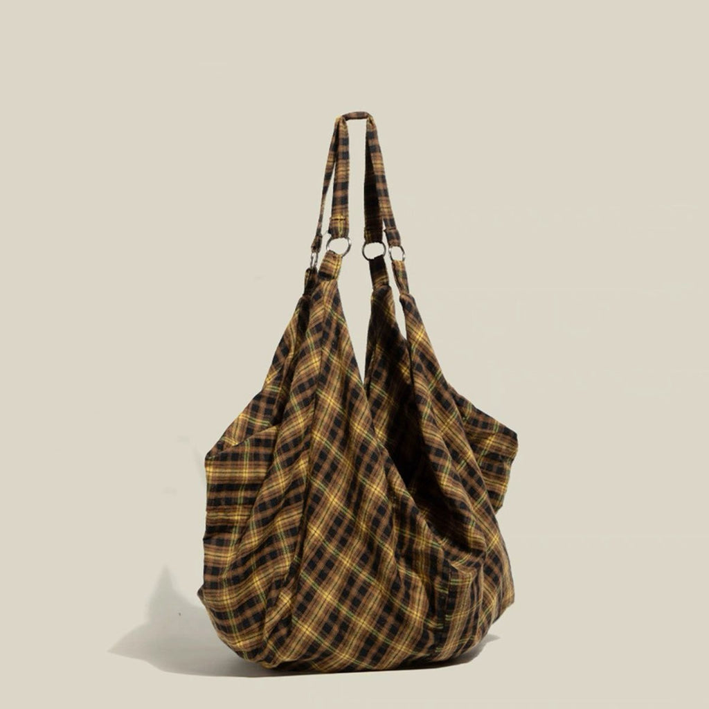 Womens Plaid Multi-Wear Large-Capacity Shoulder Crossbody Bag