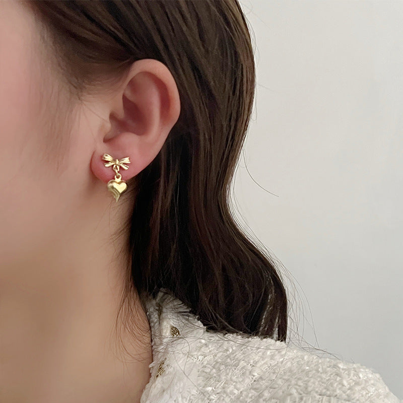 925 Gold Earrings Women's Retro