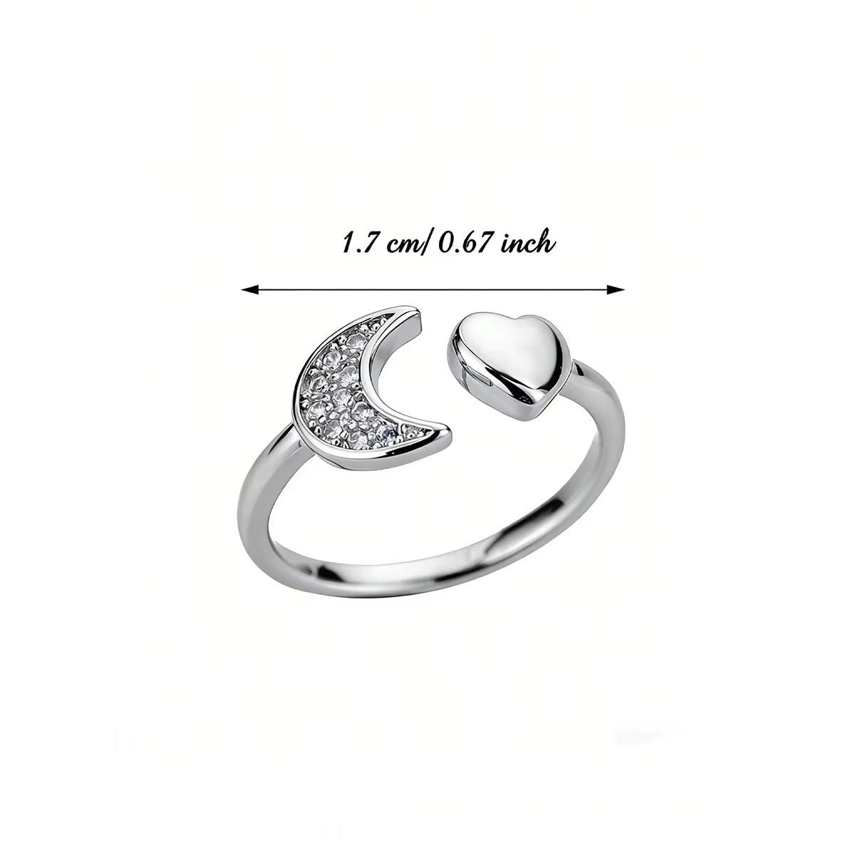 18K White Gold Opal Moon Ring Made Of Stainless Steel