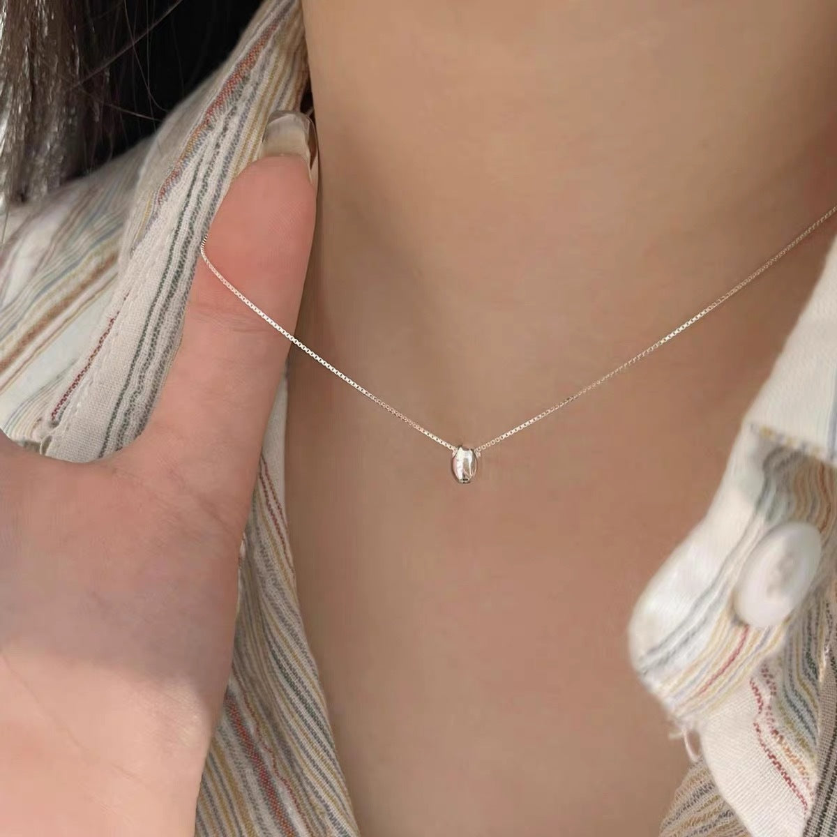 S925 Sterling Silver Pearl Necklace For Women Light Luxury And High-end