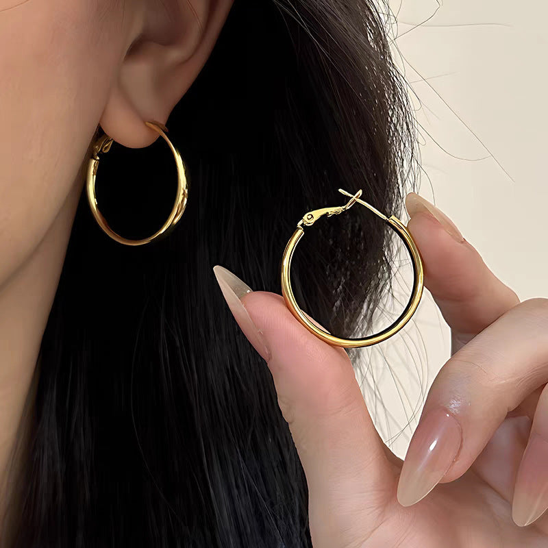 925 Gold Earrings Women's Retro
