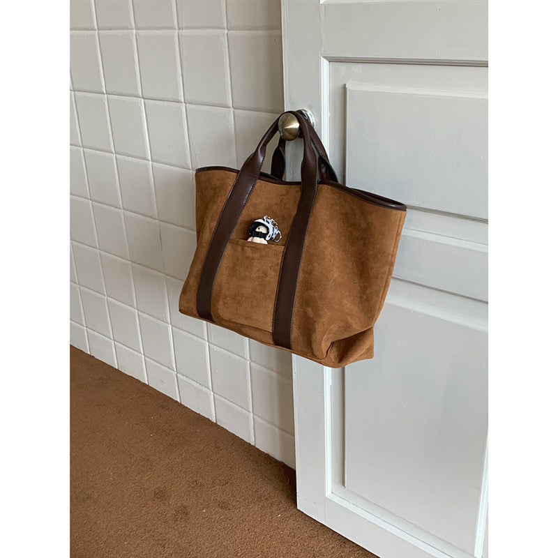 Vintage Suede Large-Capacity Tote Bag