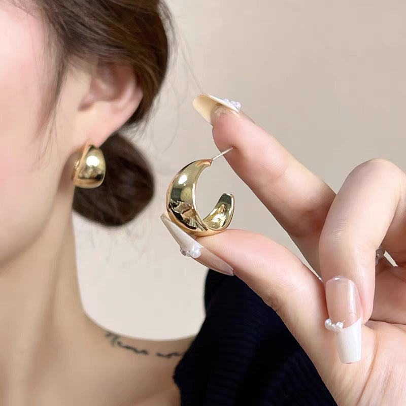 925 Gold Earrings Women's Retro
