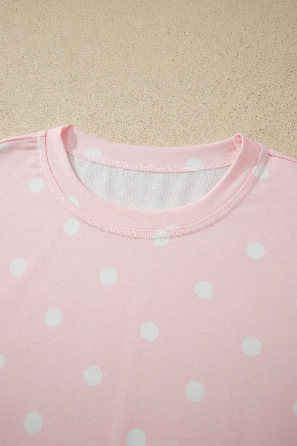 Polka Dot Loose Tee & Drawstring Shorts Set