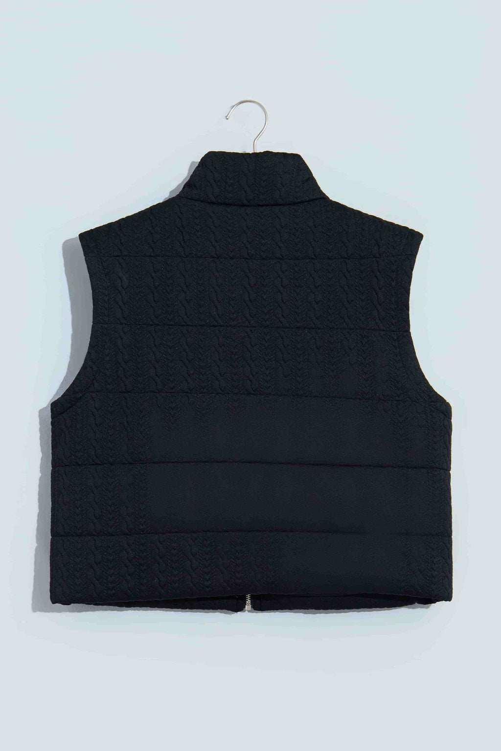 Solid Stand Collar Zip Up Puffer Vest