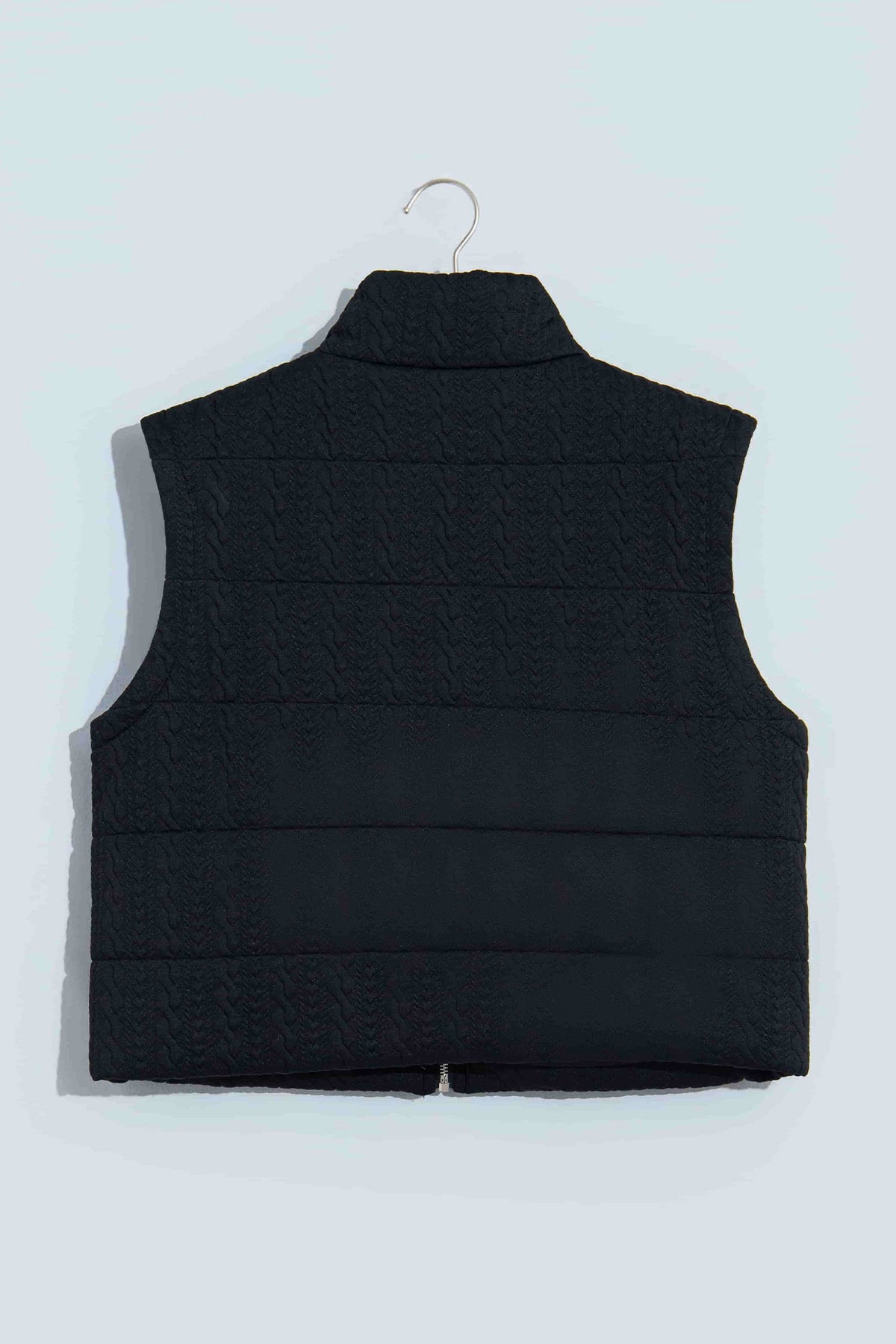 Solid Stand Collar Zip Up Puffer Vest
