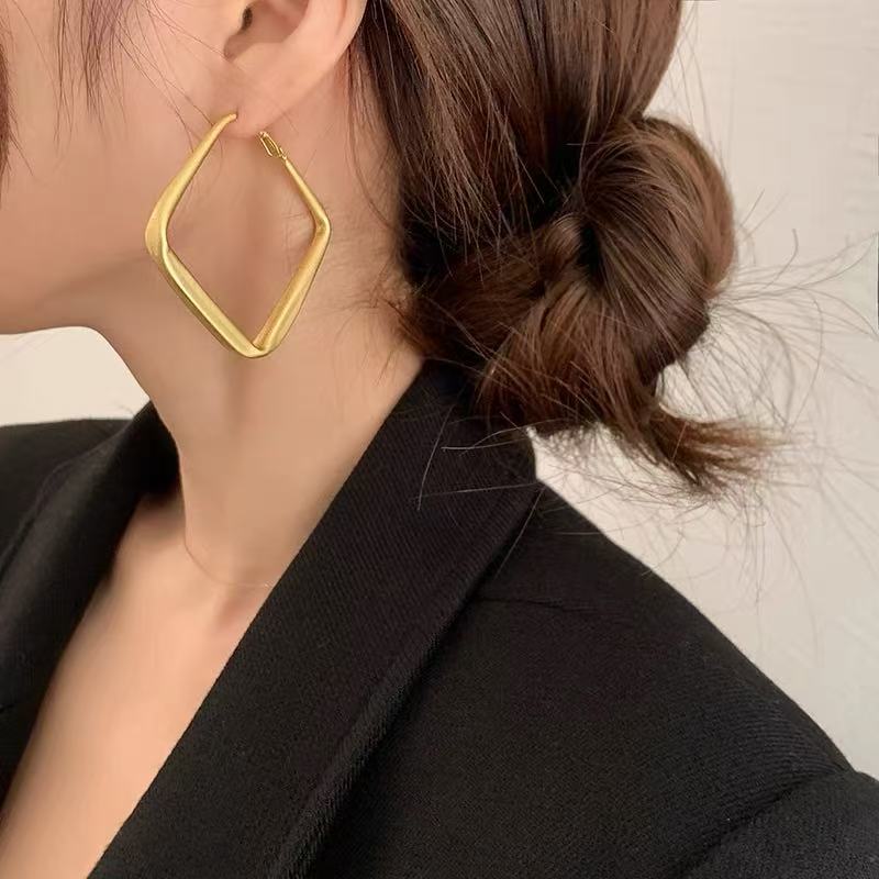 925 Gold Earrings Women's Retro