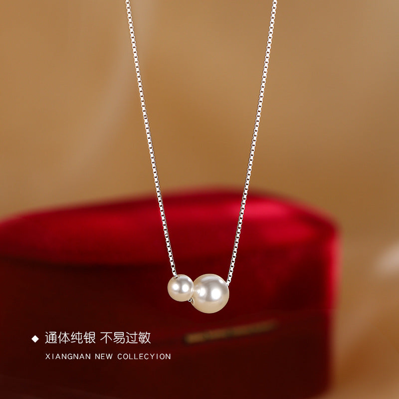 925 Sterling Silver Pearl Necklace Women's
