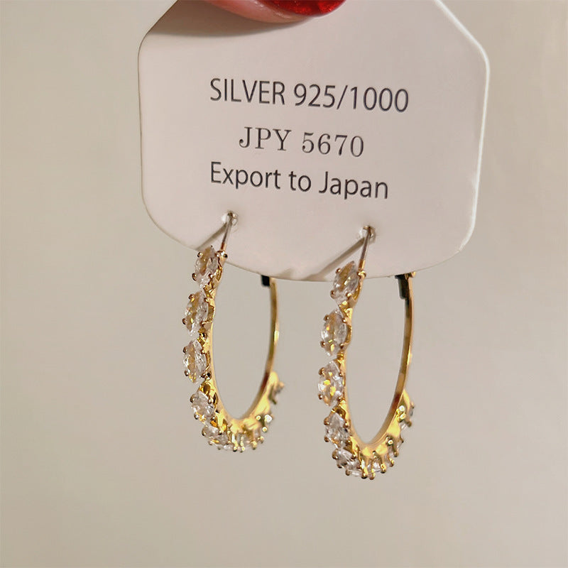 925 Gold Earrings Women's Retro