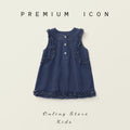 Frilly Sleeveless Denim Dress For Girls