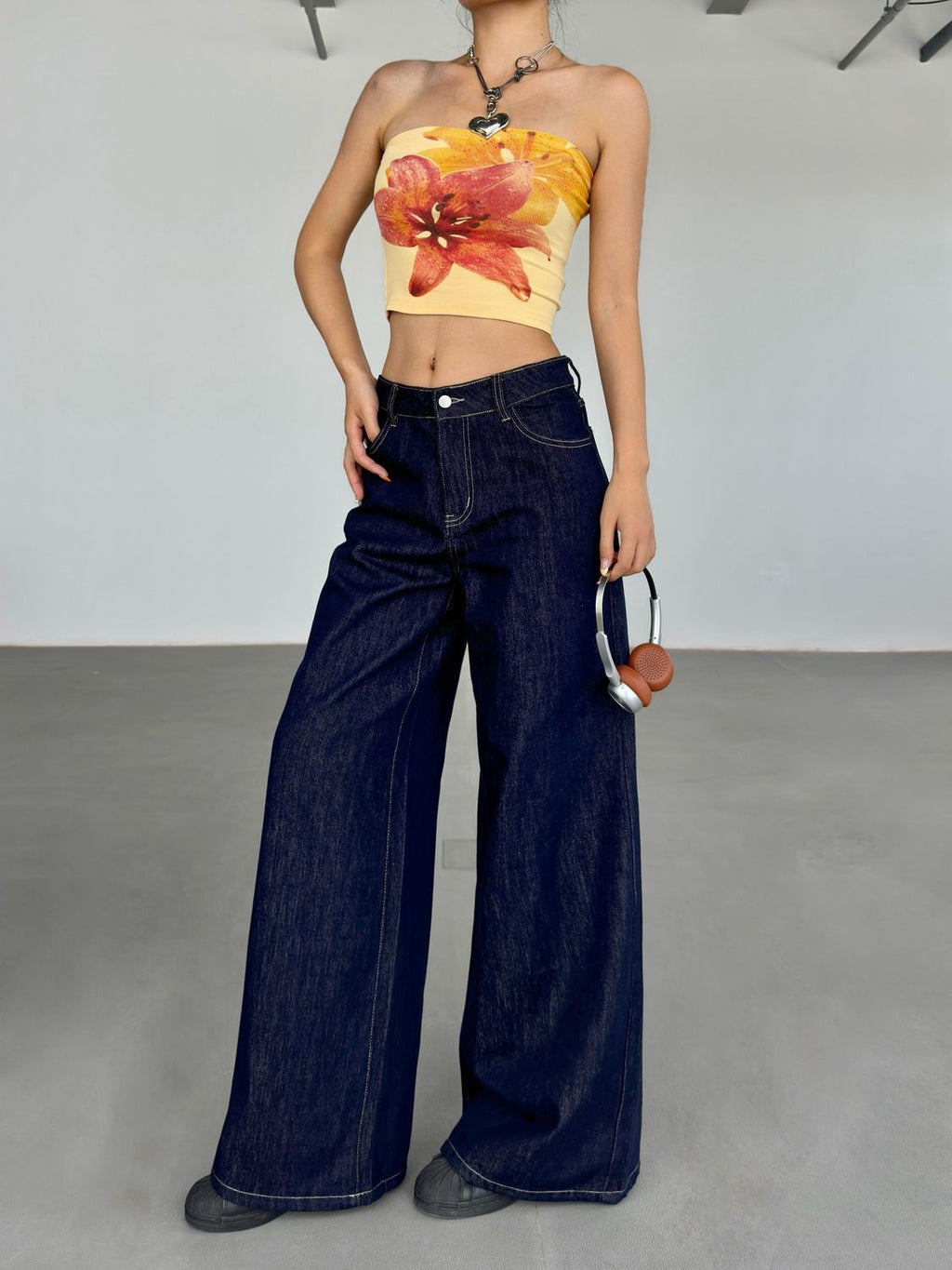 American Retro Wide Leg Jeans for Women