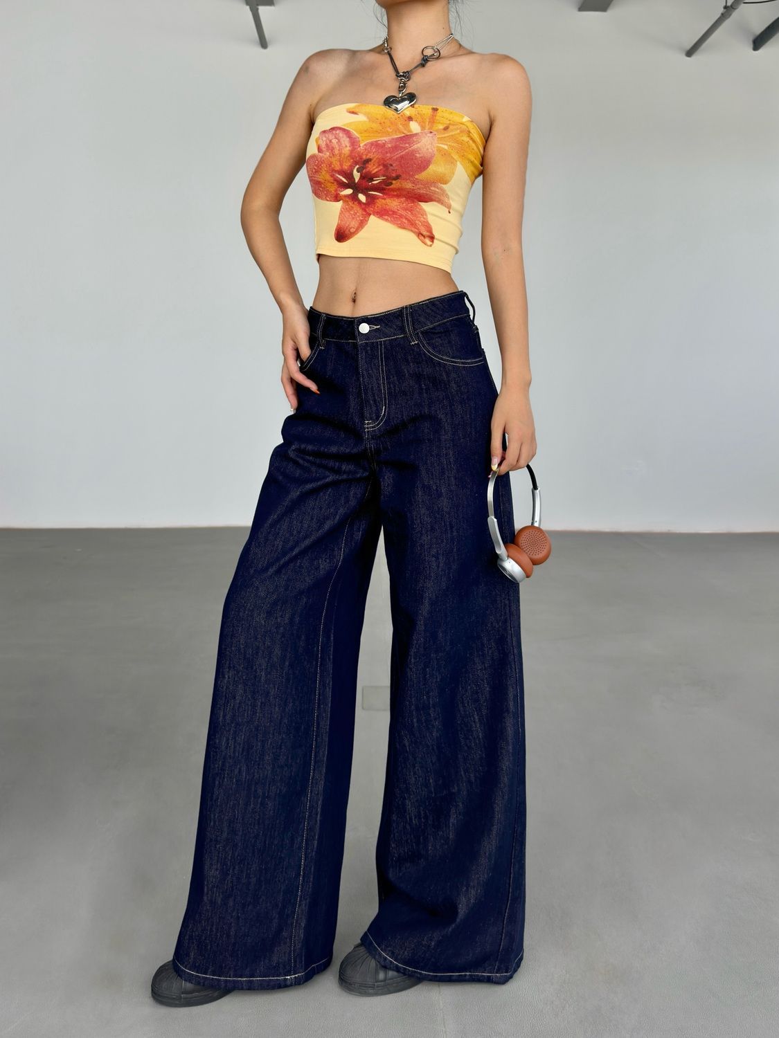 American Retro Wide Leg Jeans for Women