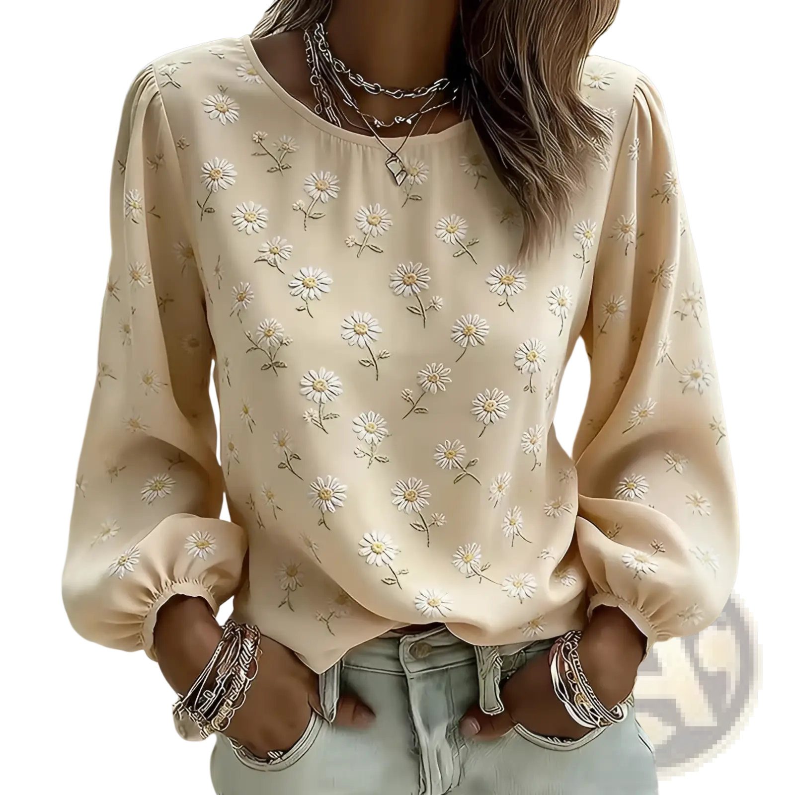 Floral Embroidered Long Sleeve Blouse