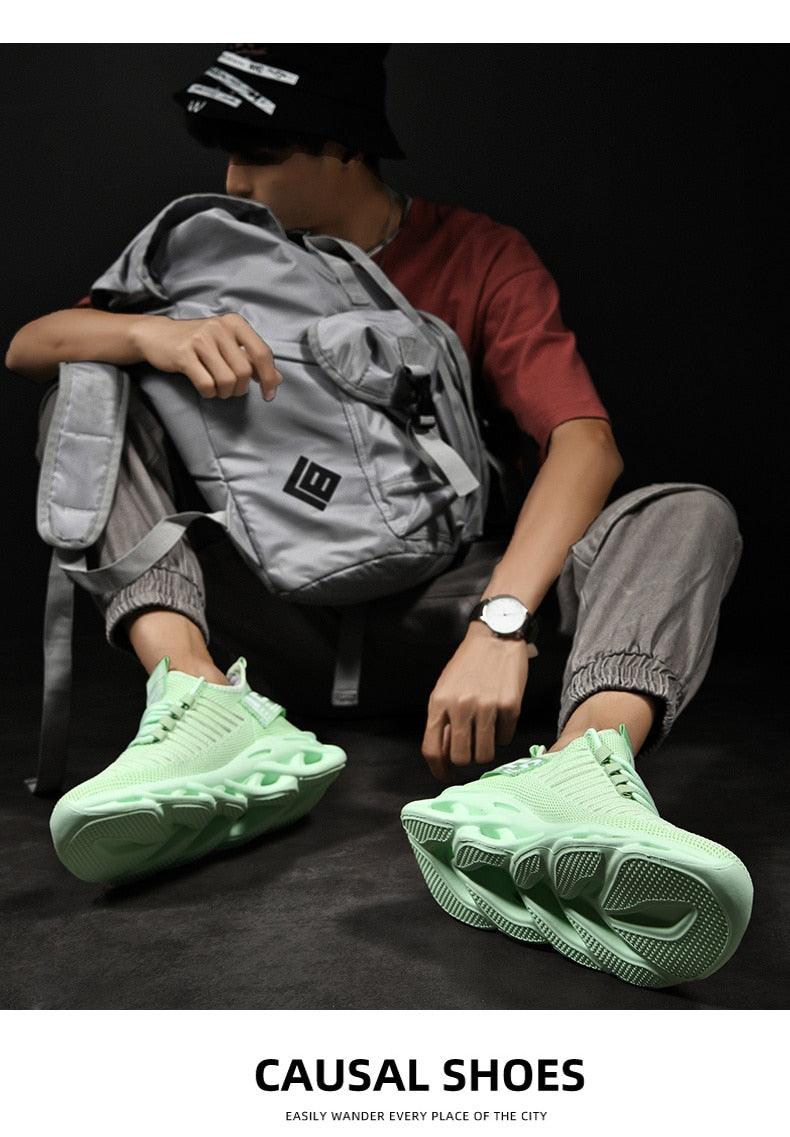 Men's Sneakers Casual Shoes Lace-Up Breathable Light Running Tenis Shoes Modern Sneakers Breathable Black Trendy Sneakers