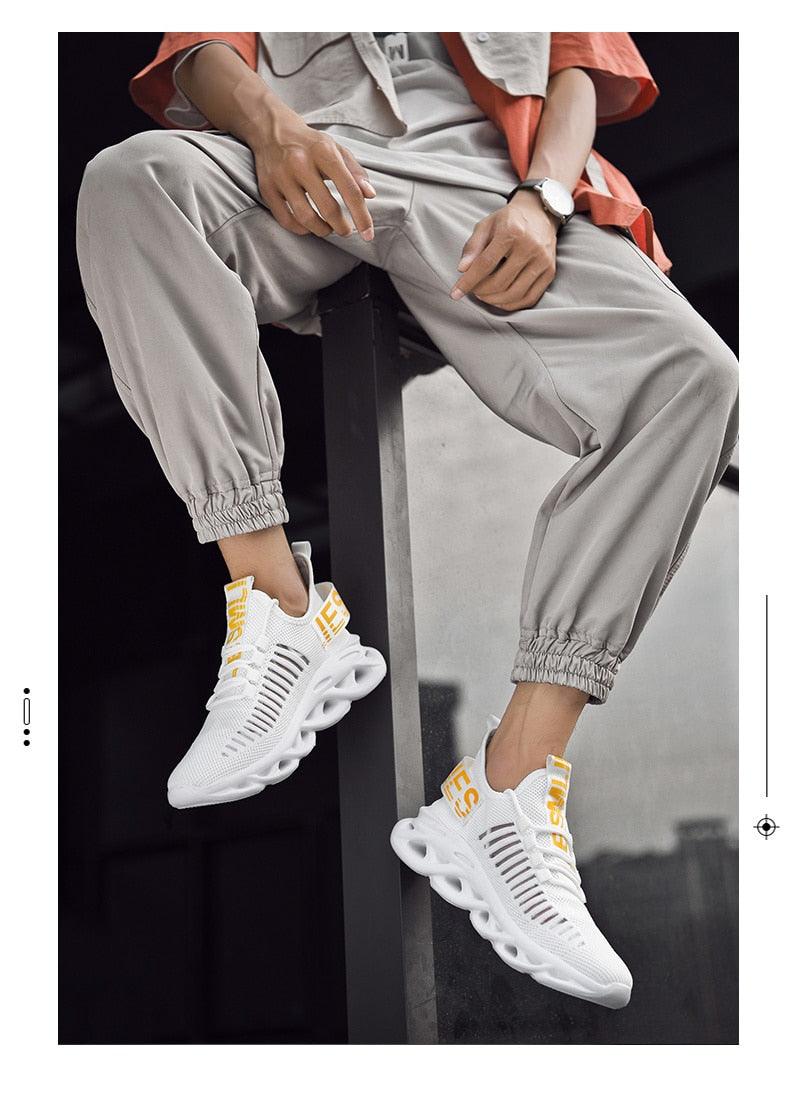 Men's Sneakers Casual Shoes Lace-Up Breathable Light Running Tenis Shoes Modern Sneakers Breathable Black Trendy Sneakers