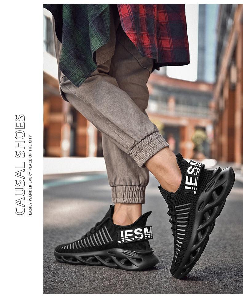 Men's Sneakers Casual Shoes Lace-Up Breathable Light Running Tenis Shoes Modern Sneakers Breathable Black Trendy Sneakers