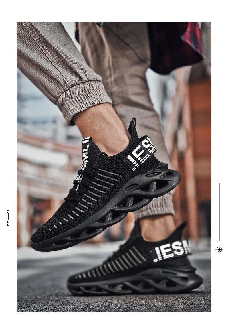 Men's Sneakers Casual Shoes Lace-Up Breathable Light Running Tenis Shoes Modern Sneakers Breathable Black Trendy Sneakers