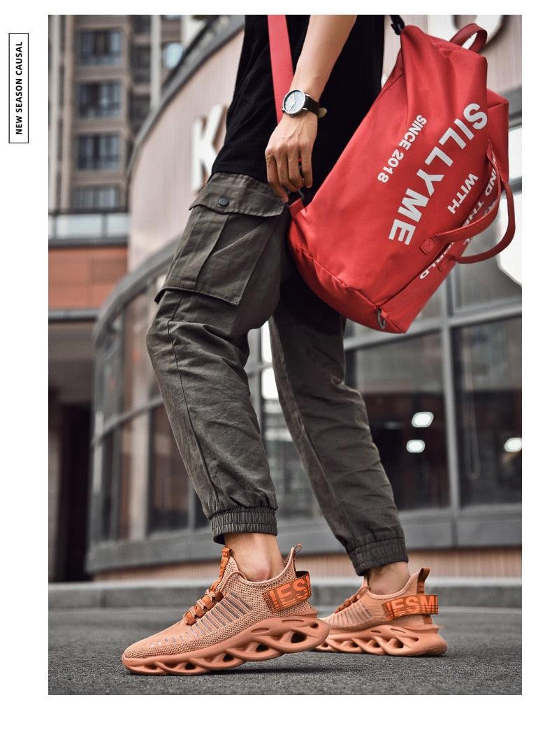 Men's Sneakers Casual Shoes Lace-Up Breathable Light Running Tenis Shoes Modern Sneakers Breathable Black Trendy Sneakers