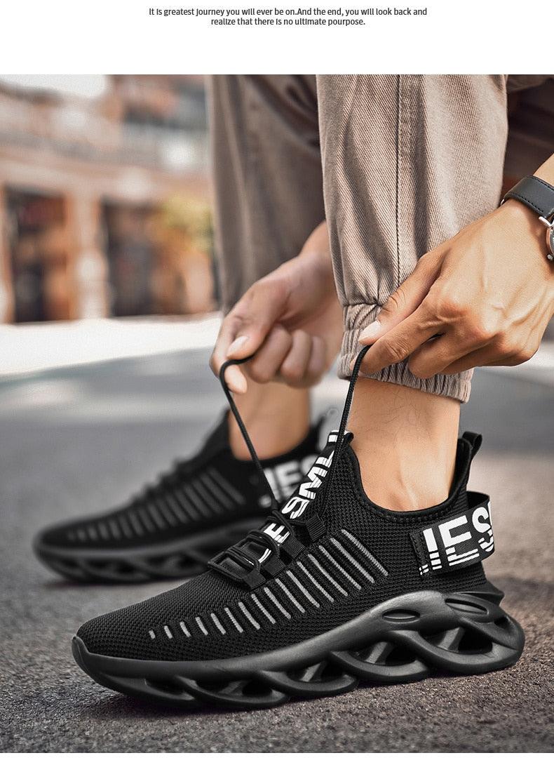 Men's Sneakers Casual Shoes Lace-Up Breathable Light Running Tenis Shoes Modern Sneakers Breathable Black Trendy Sneakers