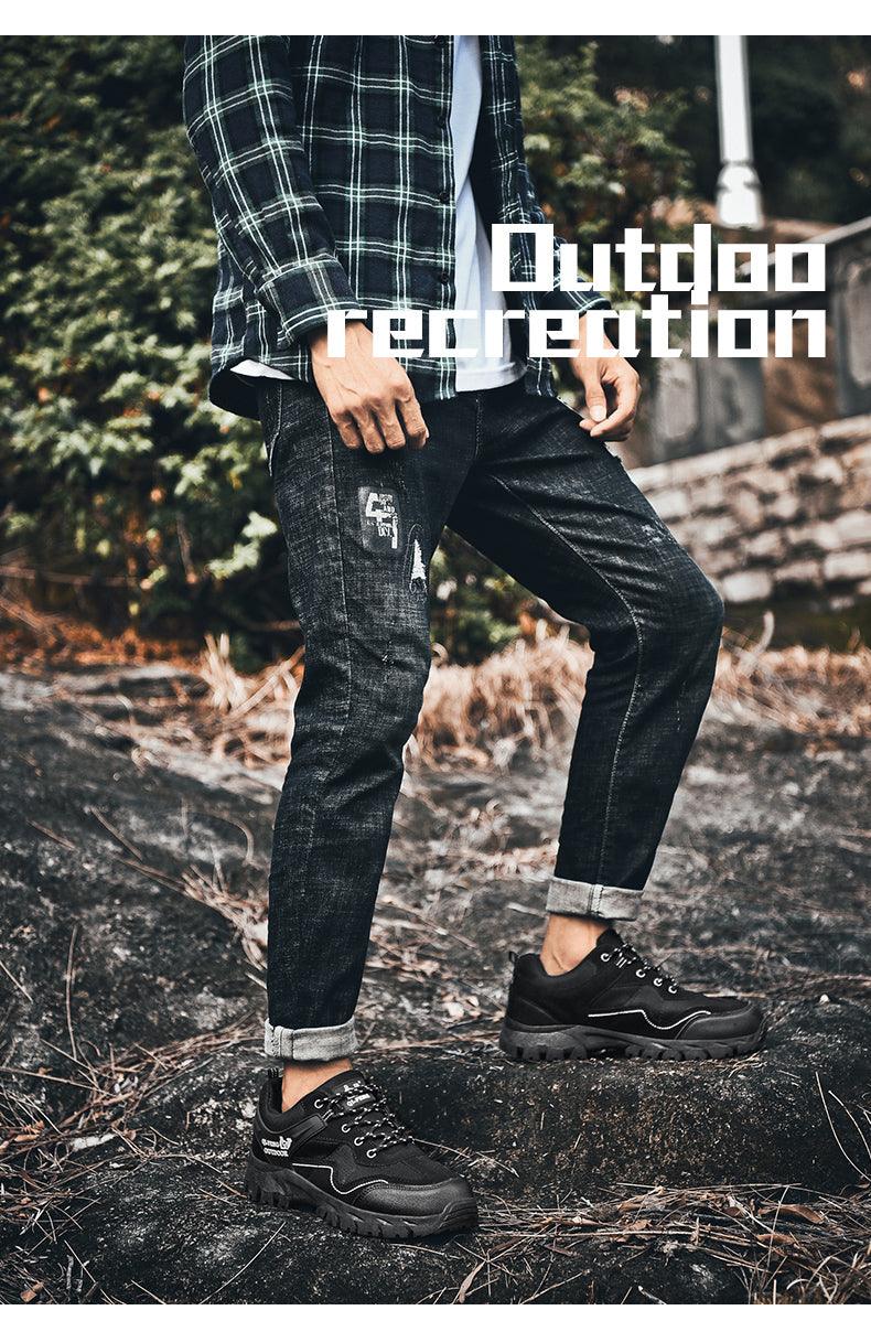 Men's Outdoor Casual Hiking High-Quality Sneakers Mountain Climbing Work Footwear Hiking Shoes Low Cut Boots Leather Walking Shoes For Outdoor Training Casual Work