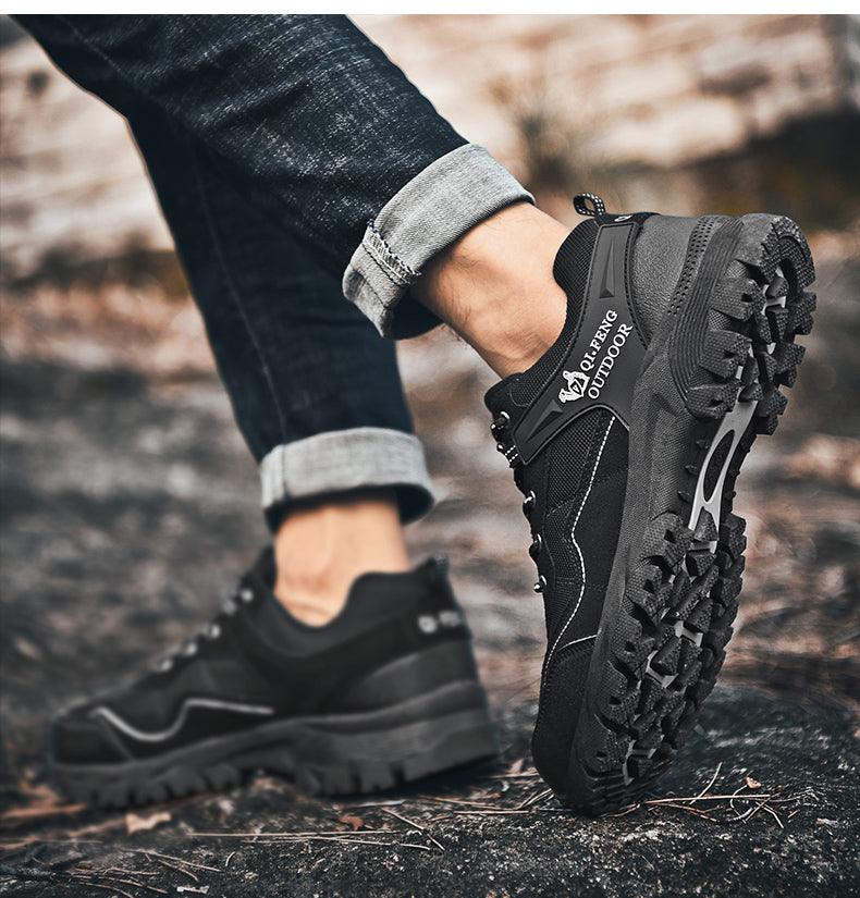 Men's Outdoor Casual Hiking High-Quality Sneakers Mountain Climbing Work Footwear Hiking Shoes Low Cut Boots Leather Walking Shoes For Outdoor Training Casual Work
