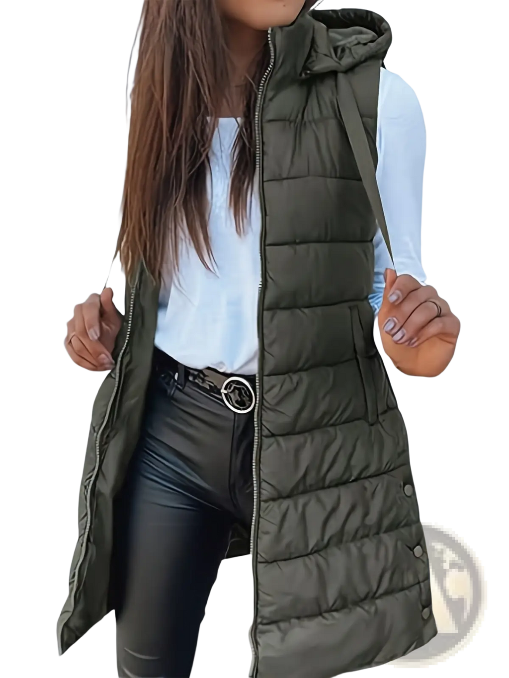 Quilted Hooded Puffer Vest Solid Cotton Outerwear