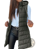 Quilted Hooded Puffer Vest Solid Cotton Outerwear