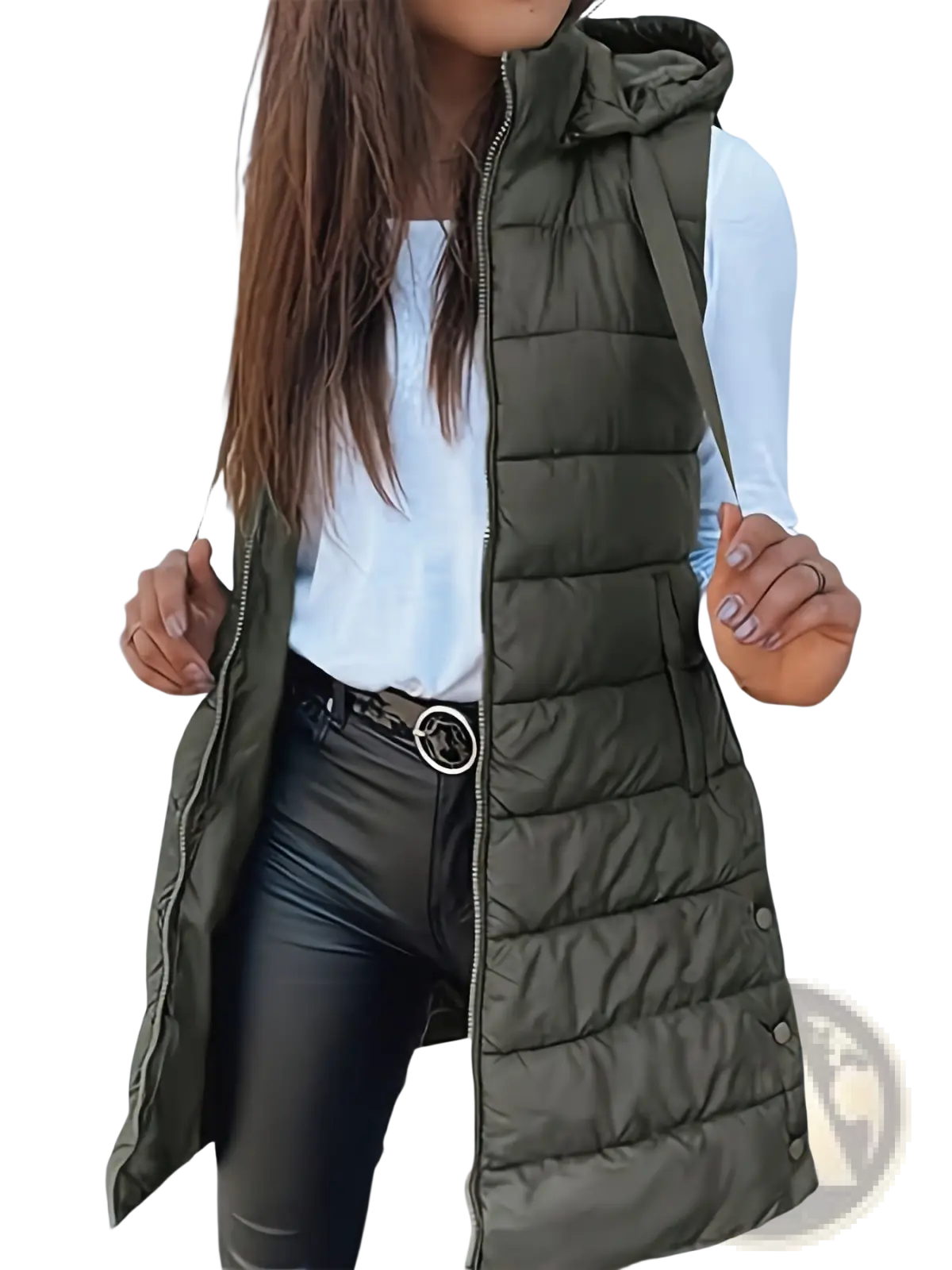 Quilted Hooded Puffer Vest Solid Cotton Outerwear