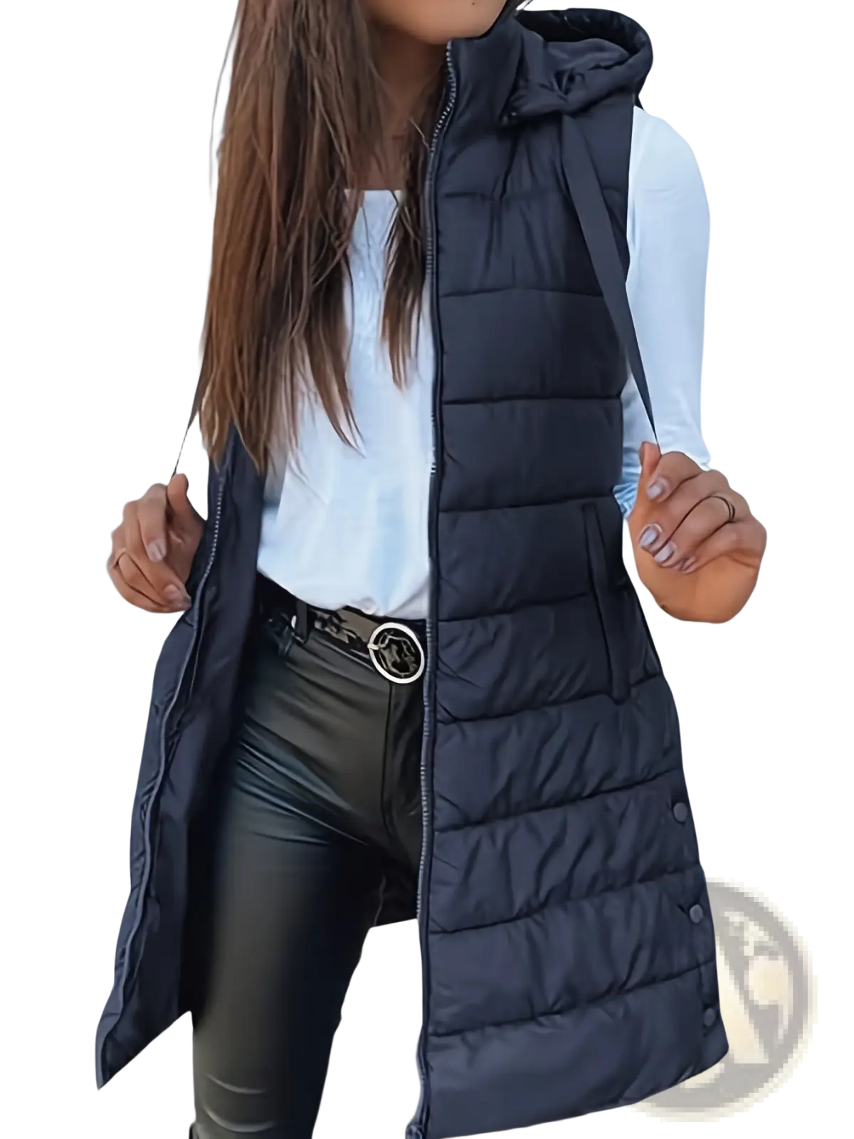 Quilted Hooded Puffer Vest Solid Cotton Outerwear