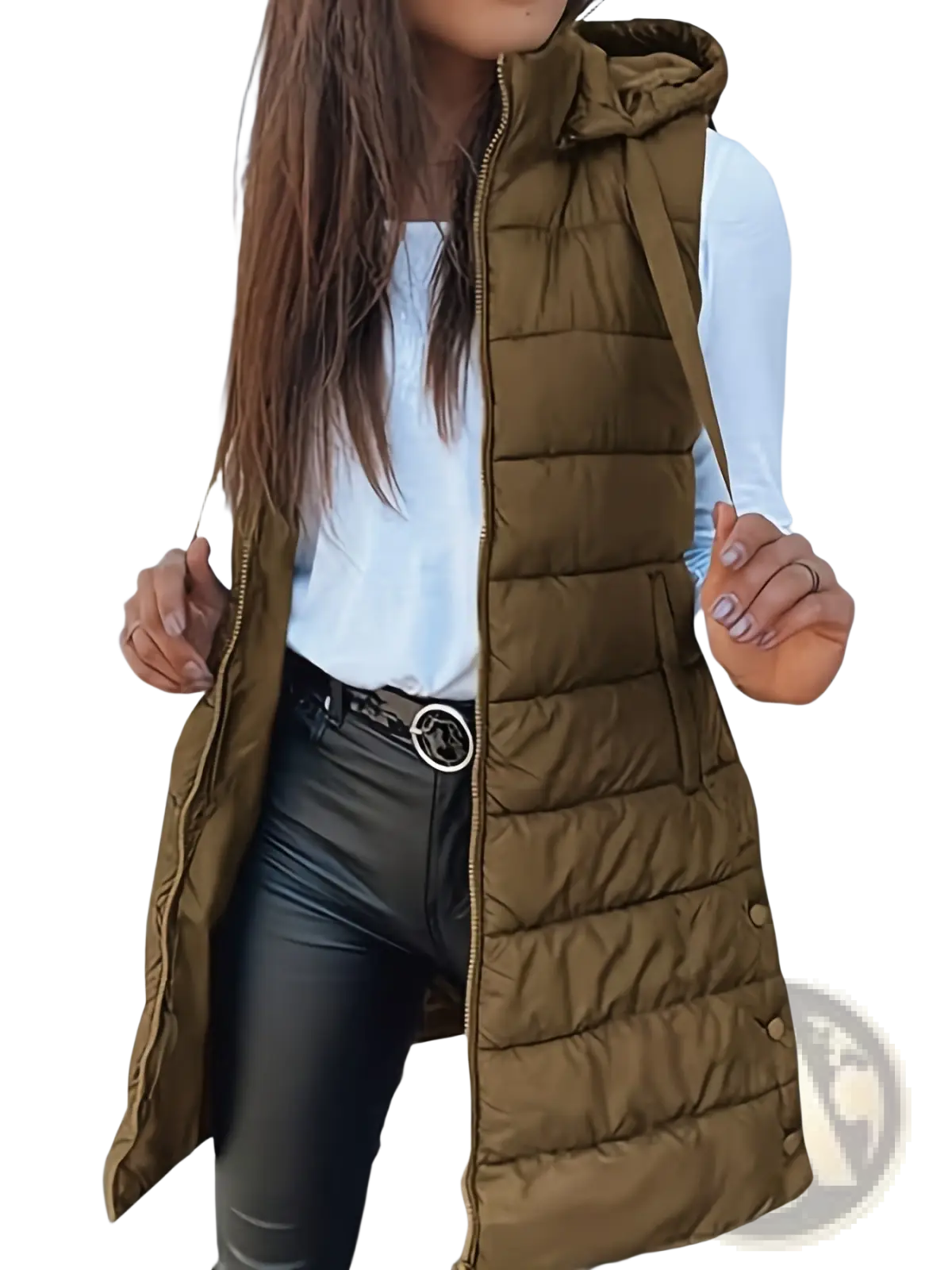Quilted Hooded Puffer Vest Solid Cotton Outerwear