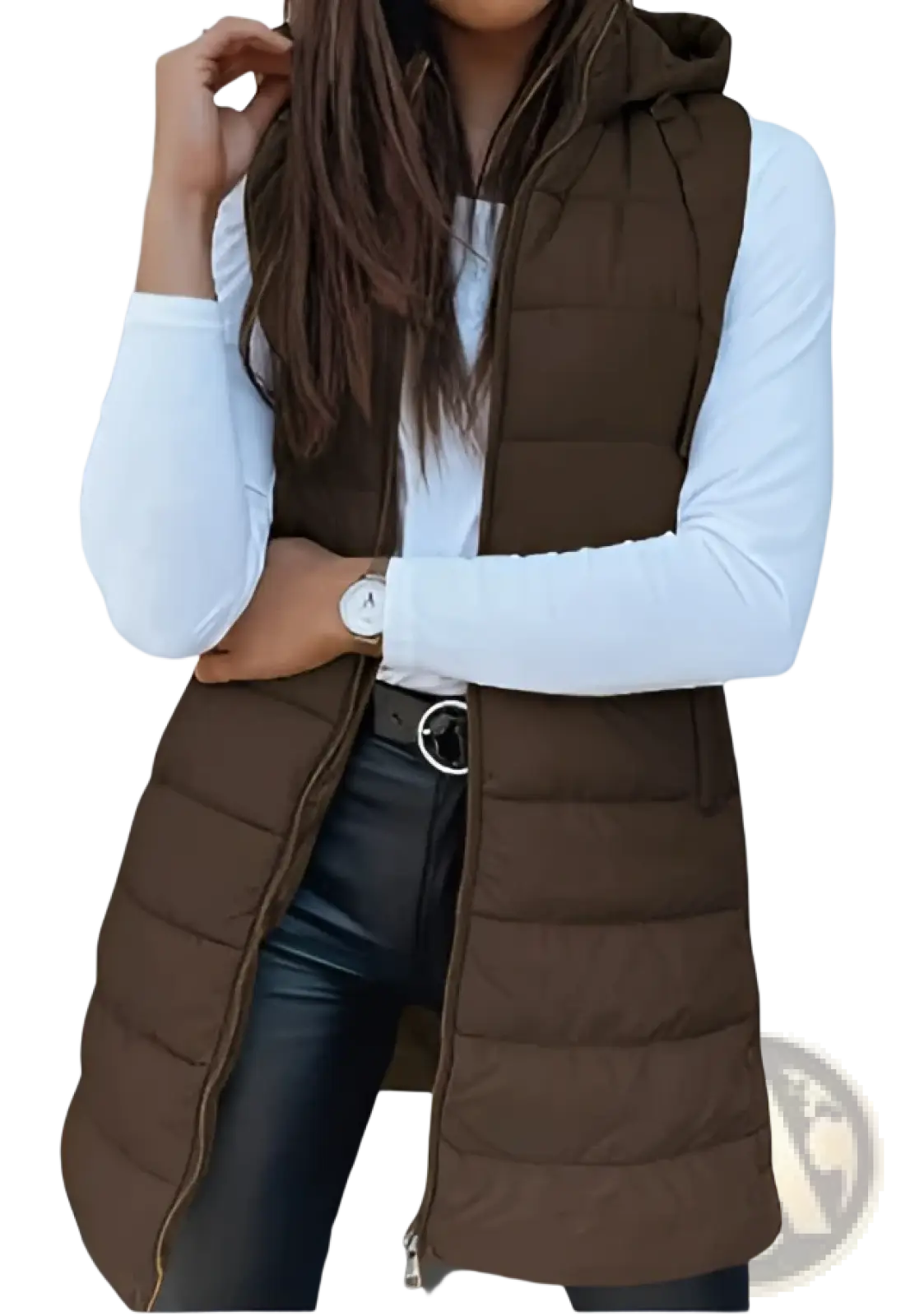Quilted Hooded Puffer Vest Solid Cotton Outerwear