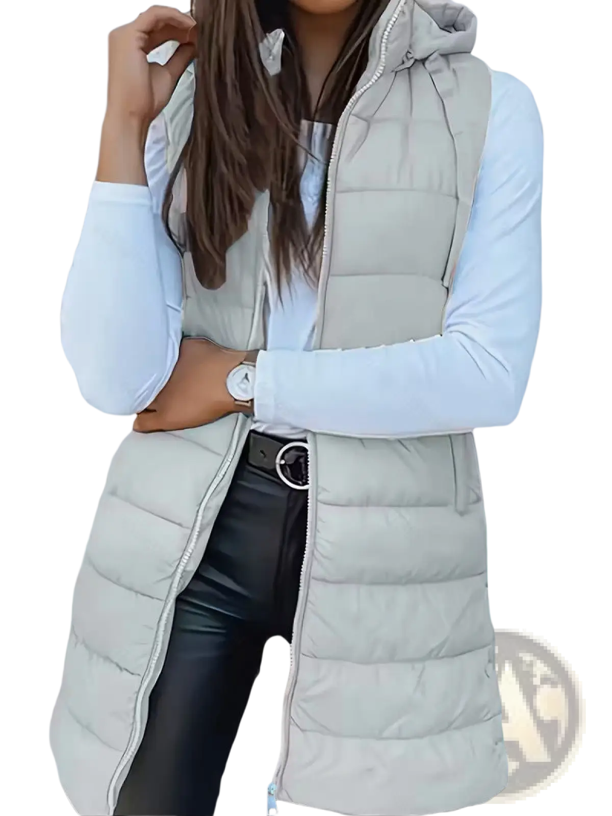 Quilted Hooded Puffer Vest Solid Cotton Outerwear