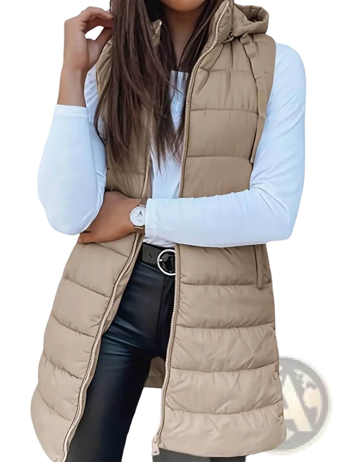 Quilted Hooded Puffer Vest Solid Cotton Outerwear