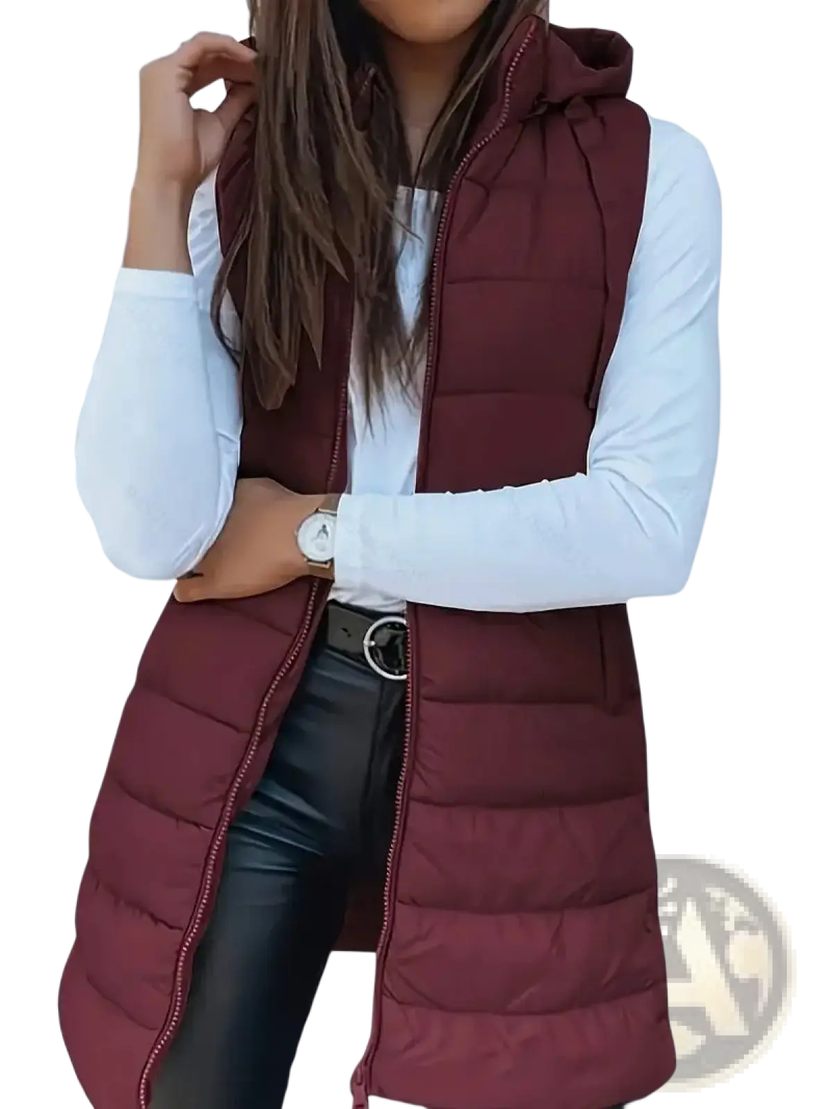 Quilted Hooded Puffer Vest Solid Cotton Outerwear