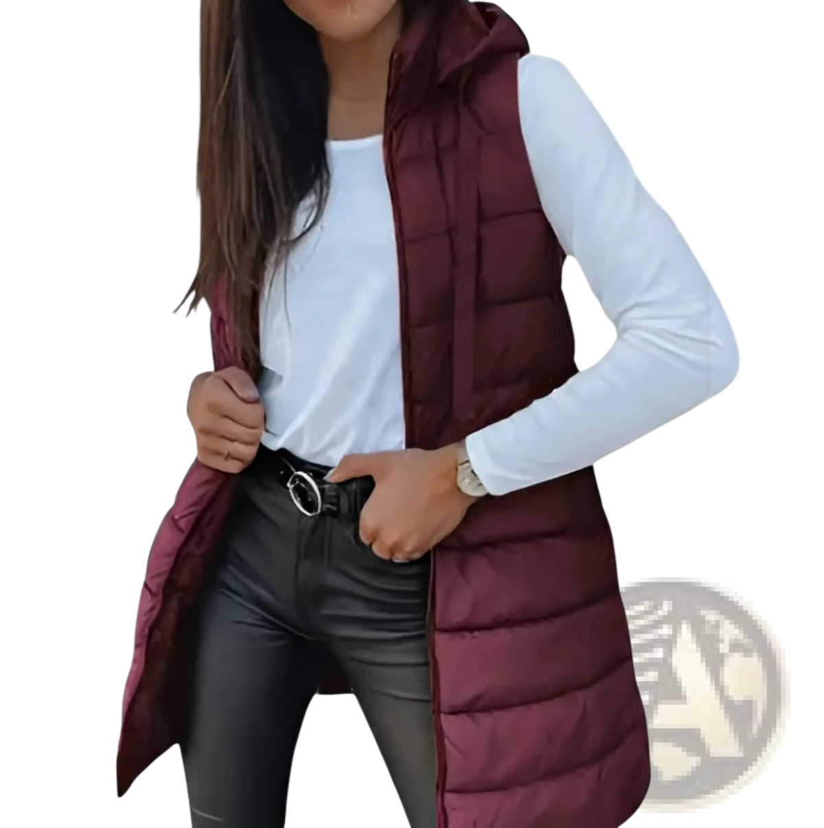 Quilted Hooded Puffer Vest Solid Cotton Outerwear