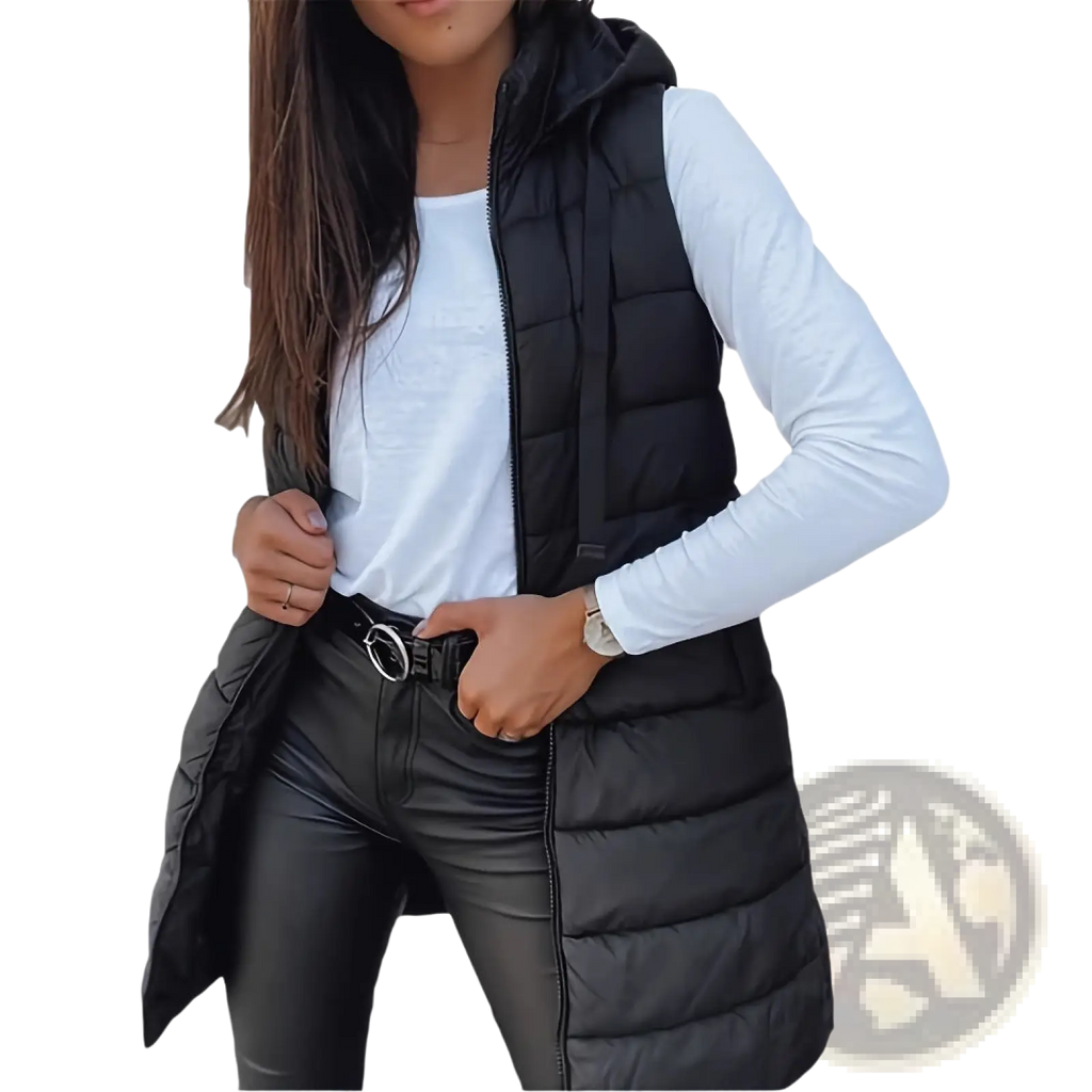 Quilted Hooded Puffer Vest Solid Cotton Outerwear