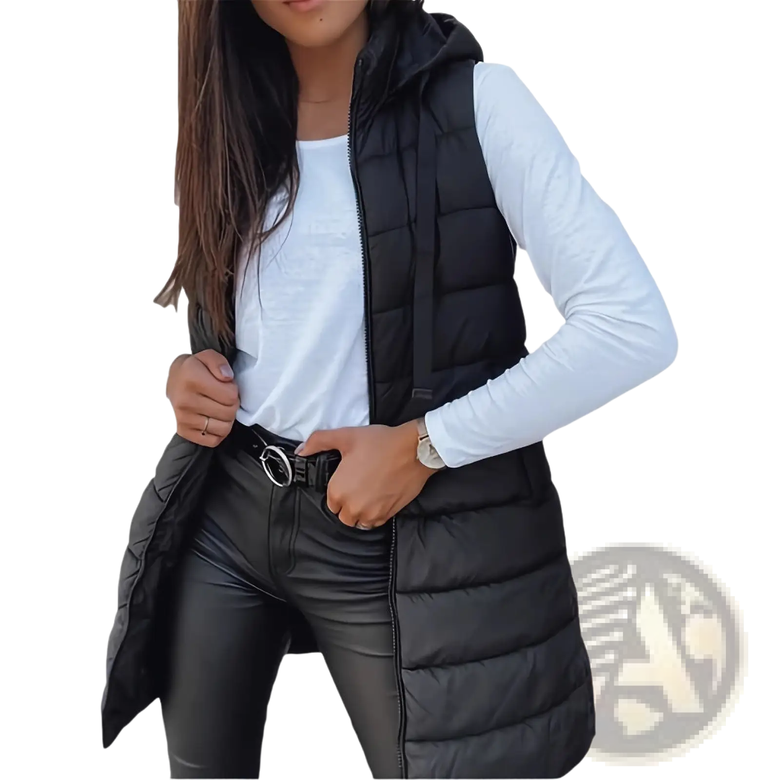 Quilted Hooded Puffer Vest Solid Cotton Outerwear