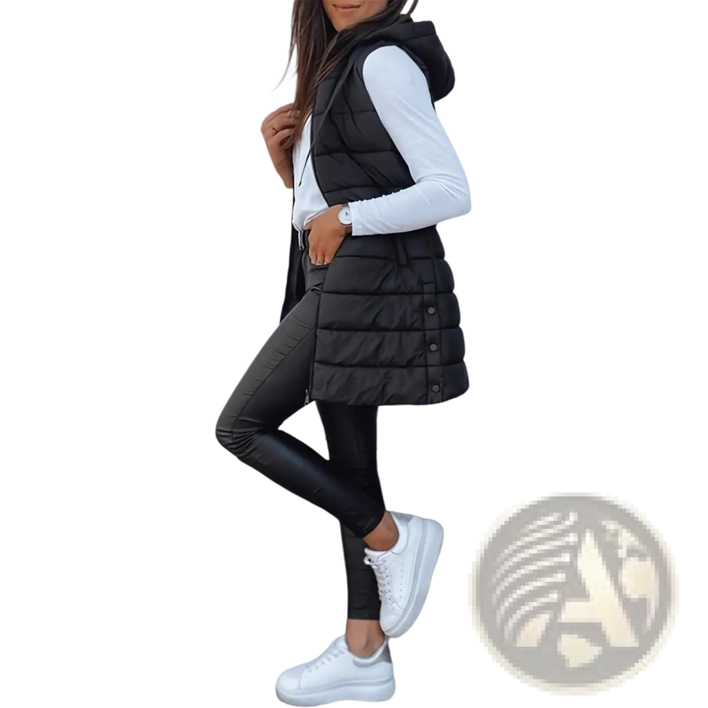 Quilted Hooded Puffer Vest Solid Cotton Outerwear